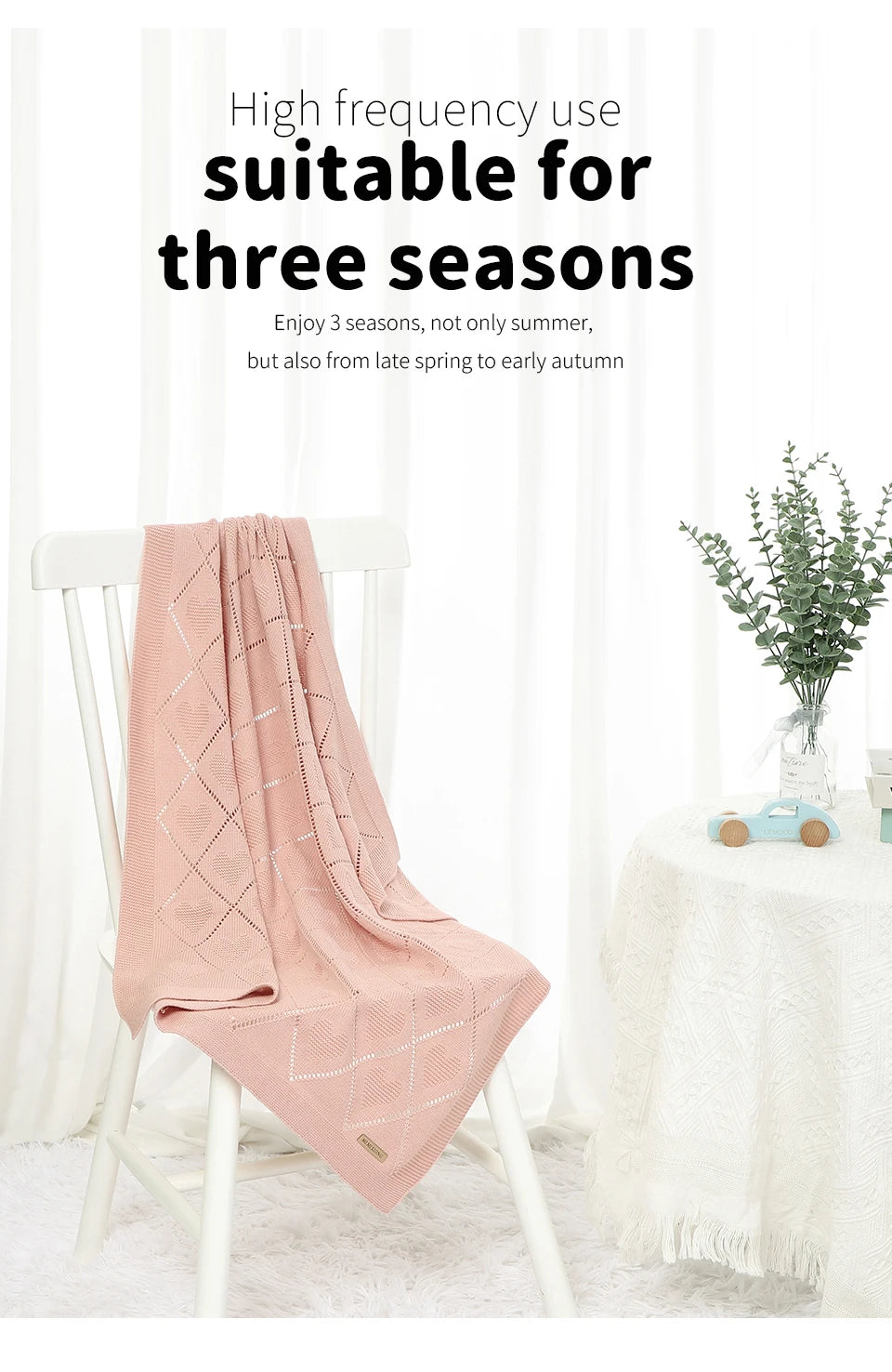 Super Soft Cotton Baby Blanket – Newborn Knit Swaddle Wrap for Stroller, Nursery & Sleeping (90×70cm)