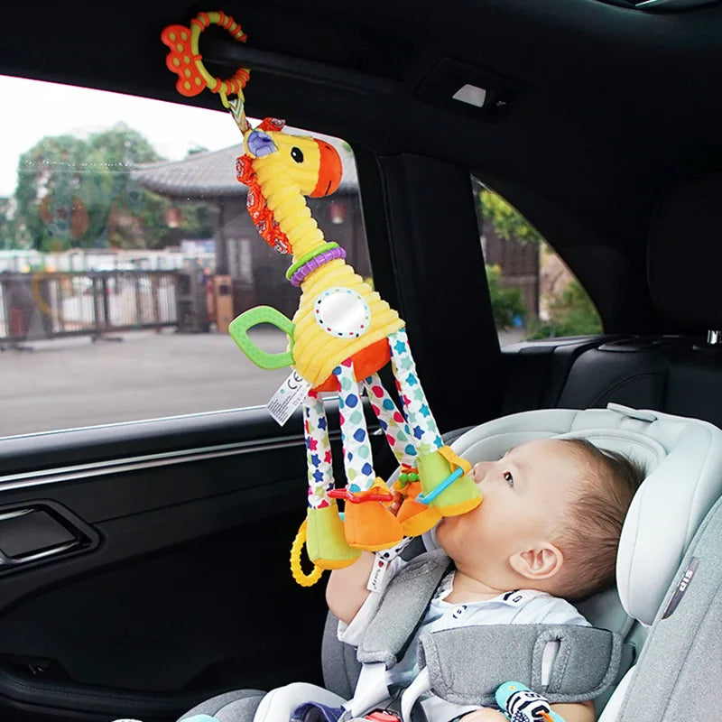 Soft Giraffe & Zebra Animal Handbell Rattle Plush Baby Toy with Teether | Infant Developmental Handle Toys for Newborn Gifts