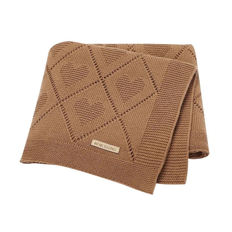 Super Soft Cotton Baby Blanket – Newborn Knit Swaddle Wrap for Stroller, Nursery & Sleeping (90×70cm)