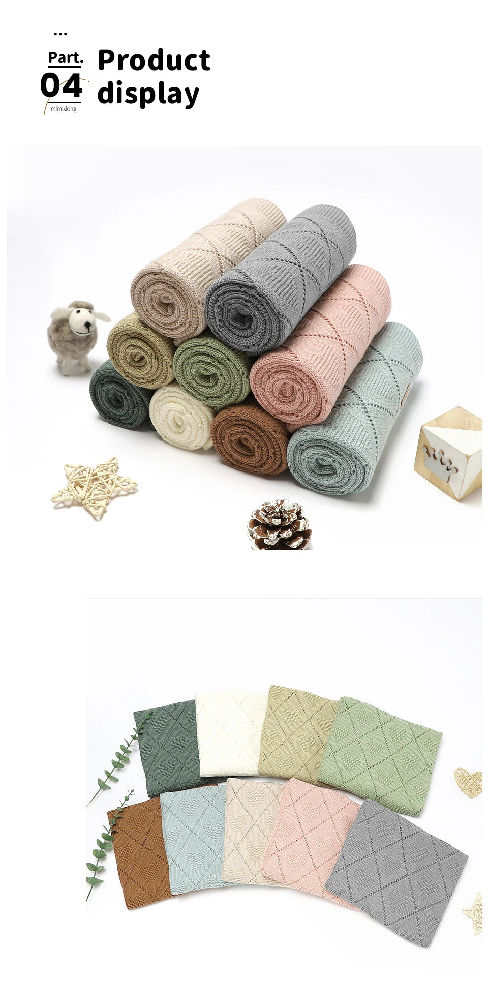 Super Soft Cotton Baby Blanket – Newborn Knit Swaddle Wrap for Stroller, Nursery & Sleeping (90×70cm)