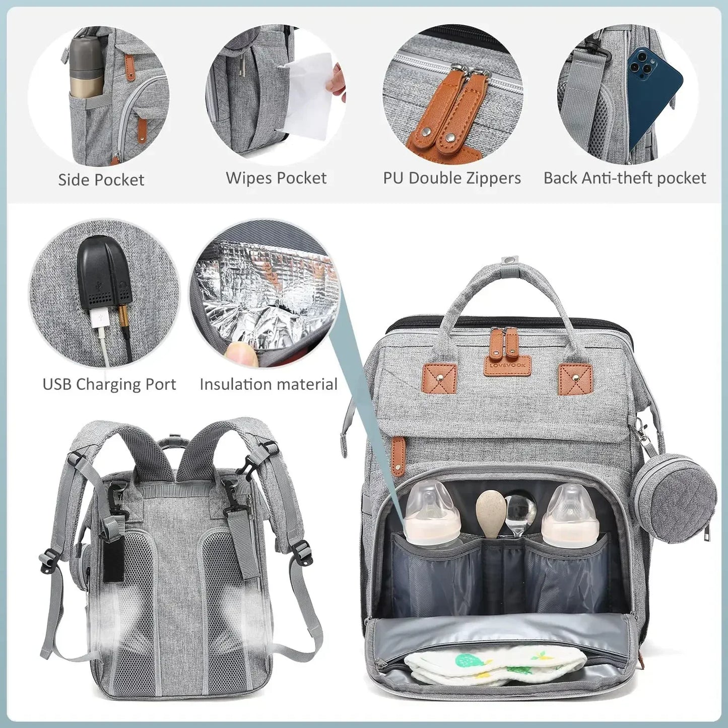 Portable Baby Diaper Bag with Changing Station – Travel Bassinet, Folding Crib, Shade Cloth & Waterproof Changing Pad
