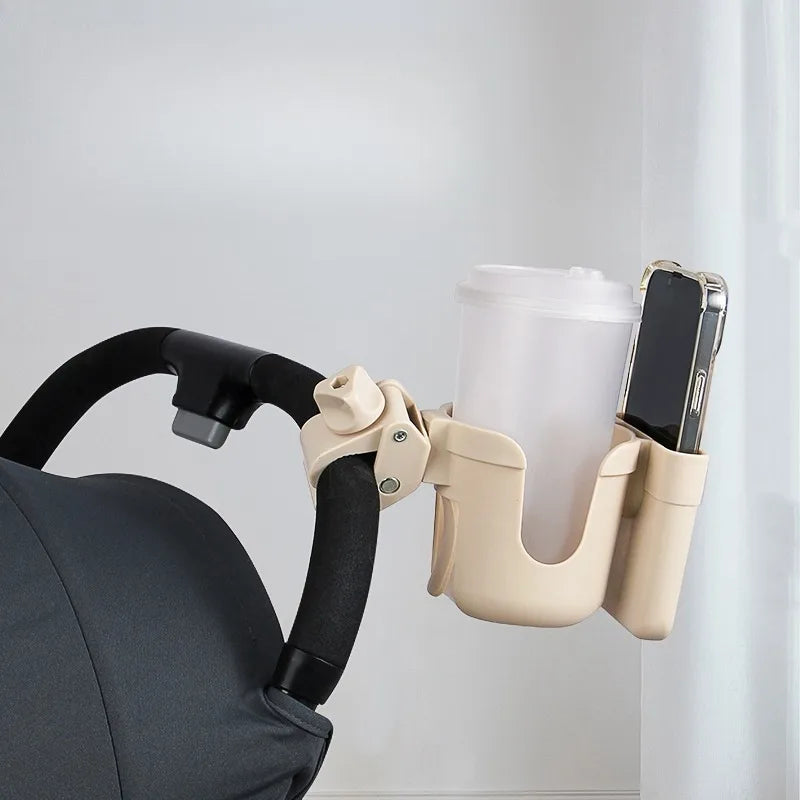 Pram Cup Holder & Phone Holder – Universal Stroller Bottle Holder with Anti-Slip Design | Baby Pram Accessories for Drinks & Mobile