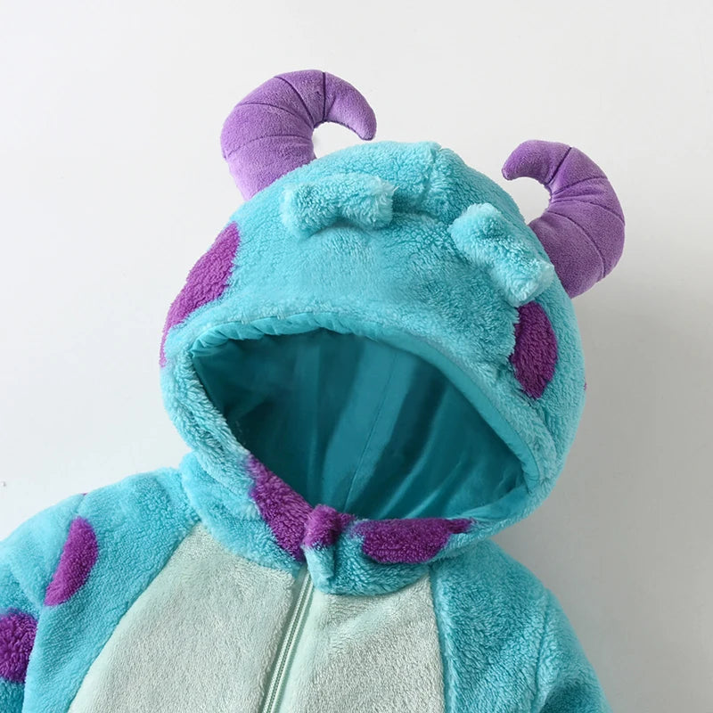 Cute Animal Baby Halloween Costume | Toddler Unisex Fuzzy Jumpsuit Outfit | Warm Fall & Winter Clothes for Kids