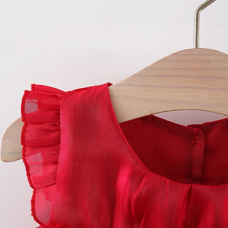 Baby Girl Red Christmas Princess Dress | Toddler Summer Party Outfit with Bow | Infant Girls Clothing (9 Months β 3 Years)