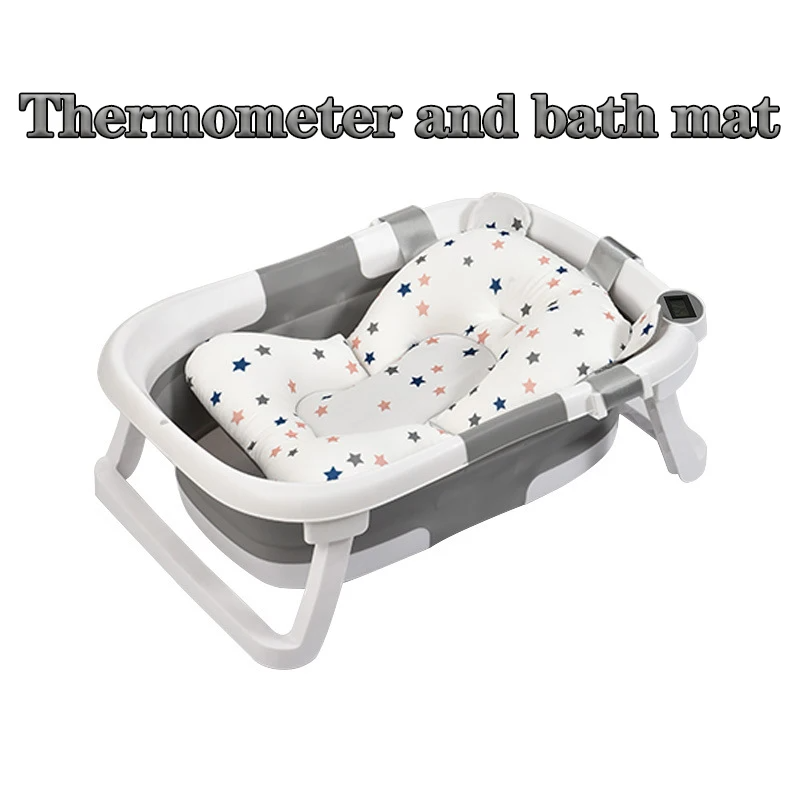 Real-time Temperature Silicone Baby Bathtub – Folding Non-Slip Infant Bath Bucket with Temperature Sensing for Safe Bathing