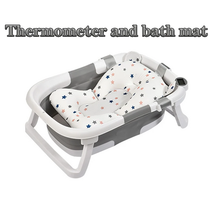 Real-time Temperature Silicone Baby Bathtub – Folding Non-Slip Infant Bath Bucket with Temperature Sensing for Safe Bathing