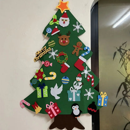 Baby Montessori DIY Felt Christmas Tree | 32pcs Ornaments Busy Board | Toddler Xmas Gift & Wall Decoration