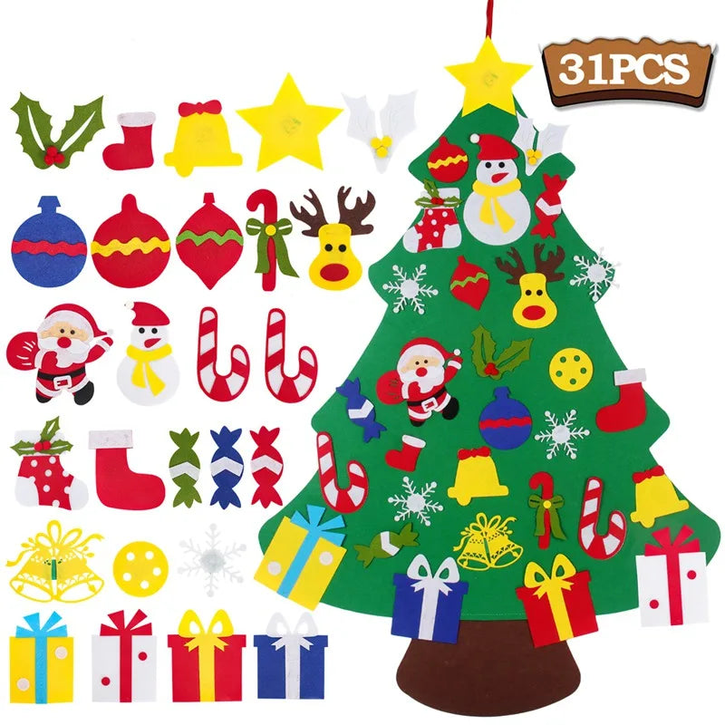 Kids DIY Felt Christmas Tree | Wall Hanging Xmas Tree with Ornaments | 2025 Christmas & 2026 New Year Decorations