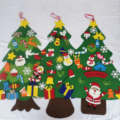 Baby Montessori DIY Felt Christmas Tree | 32pcs Ornaments Busy Board | Toddler Xmas Gift & Wall Decoration