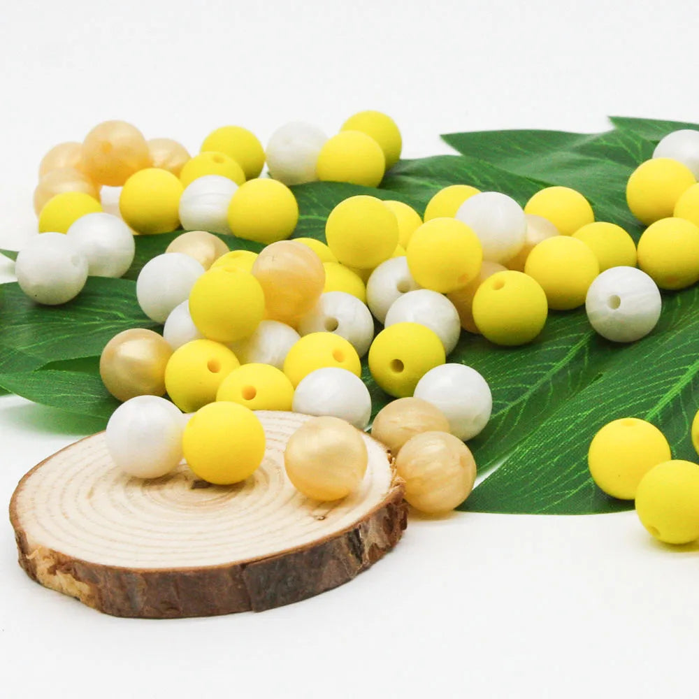 Cute-idea 10pcs 12mm Silicone Loose Beads – BPA Free Teething Beads | Safe Chewable Baby Sensory Toys | DIY Pacifier Clip & Nursing Accessories