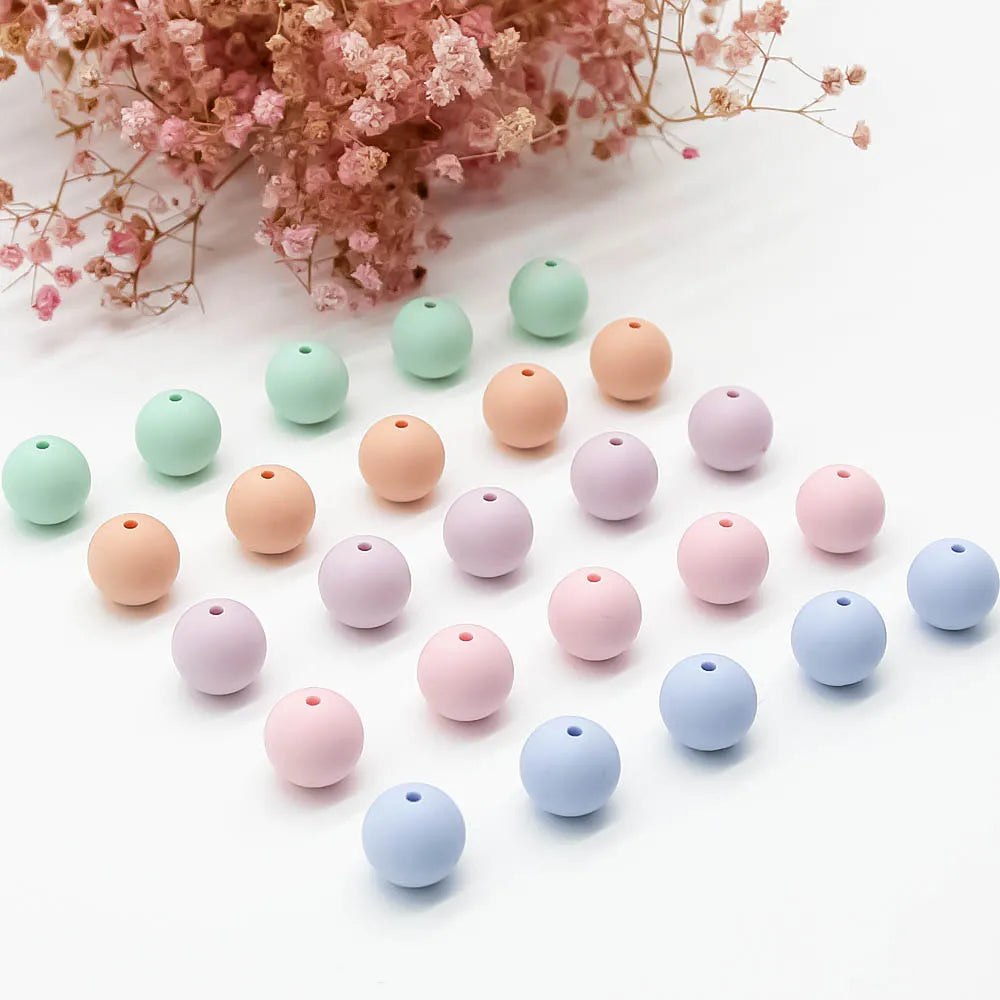 Cute-idea 10pcs 12mm Silicone Loose Beads – BPA Free Teething Beads | Safe Chewable Baby Sensory Toys | DIY Pacifier Clip & Nursing Accessories