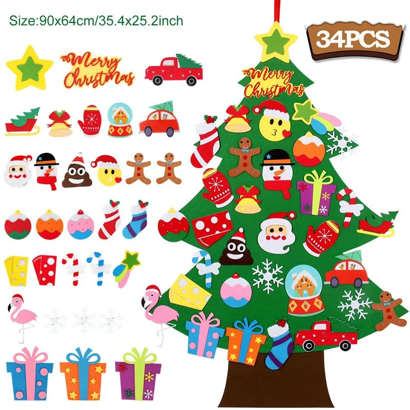 Kids DIY Felt Christmas Tree | Wall Hanging Xmas Tree with Ornaments | 2025 Christmas & 2026 New Year Decorations