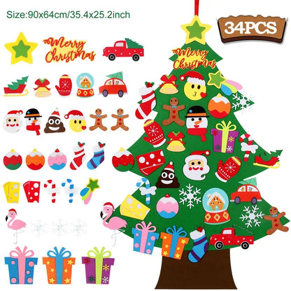 Kids DIY Felt Christmas Tree | Wall Hanging Xmas Tree with Ornaments | 2025 Christmas & 2026 New Year Decorations
