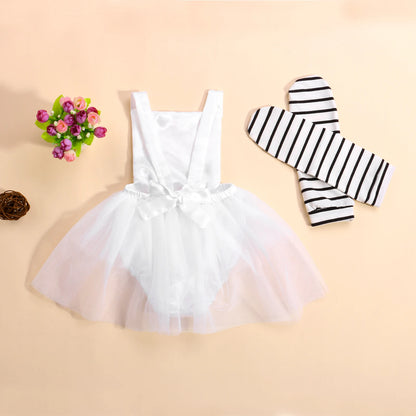 Baby Girl Halloween Outfit | Sleeveless Sequin Tulle Romper Jumpsuit + Striped Leg Warmers | Infant Toddler Costume Clothes
