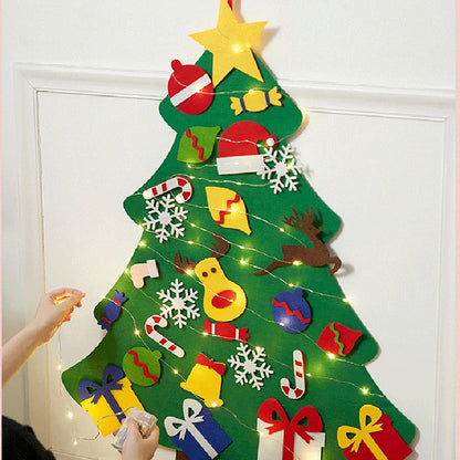 Baby Montessori DIY Felt Christmas Tree | 32pcs Ornaments Busy Board | Toddler Xmas Gift & Wall Decoration