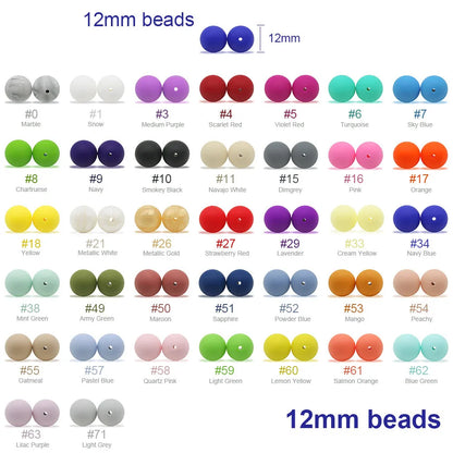 Cute-idea 10pcs 12mm Silicone Loose Beads – BPA Free Teething Beads | Safe Chewable Baby Sensory Toys | DIY Pacifier Clip & Nursing Accessories