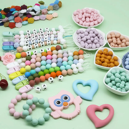 Cute-idea 10pcs 12mm Silicone Loose Beads – BPA Free Teething Beads | Safe Chewable Baby Sensory Toys | DIY Pacifier Clip & Nursing Accessories