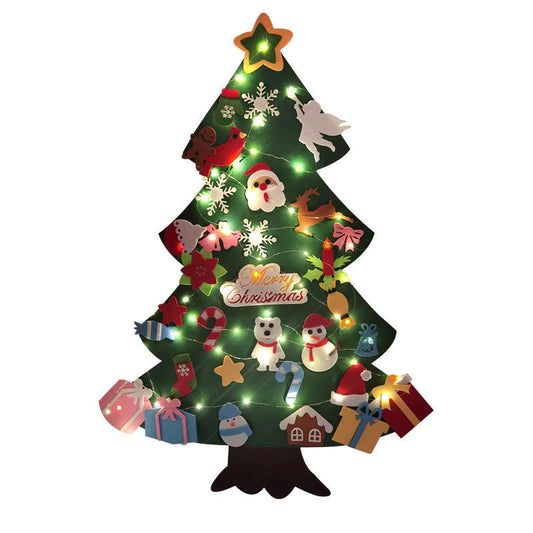 Baby Montessori DIY Felt Christmas Tree | 32pcs Ornaments Busy Board | Toddler Xmas Gift & Wall Decoration