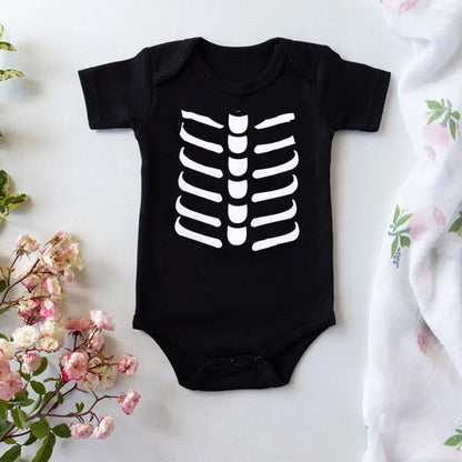 Funny Halloween Baby Bodysuit | Newborn Black Cotton Romper | Infant Boys & Girls Short Sleeve Costume Outfit