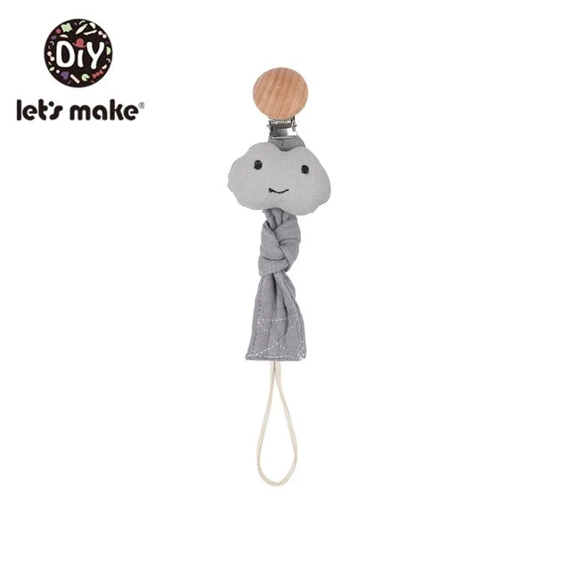 Baby Pacifier Chain – Elephant Wooden Clip with Geometric Crochet Beads | Teething Toy, Dummy Clip & Pacifier Holder for Infants