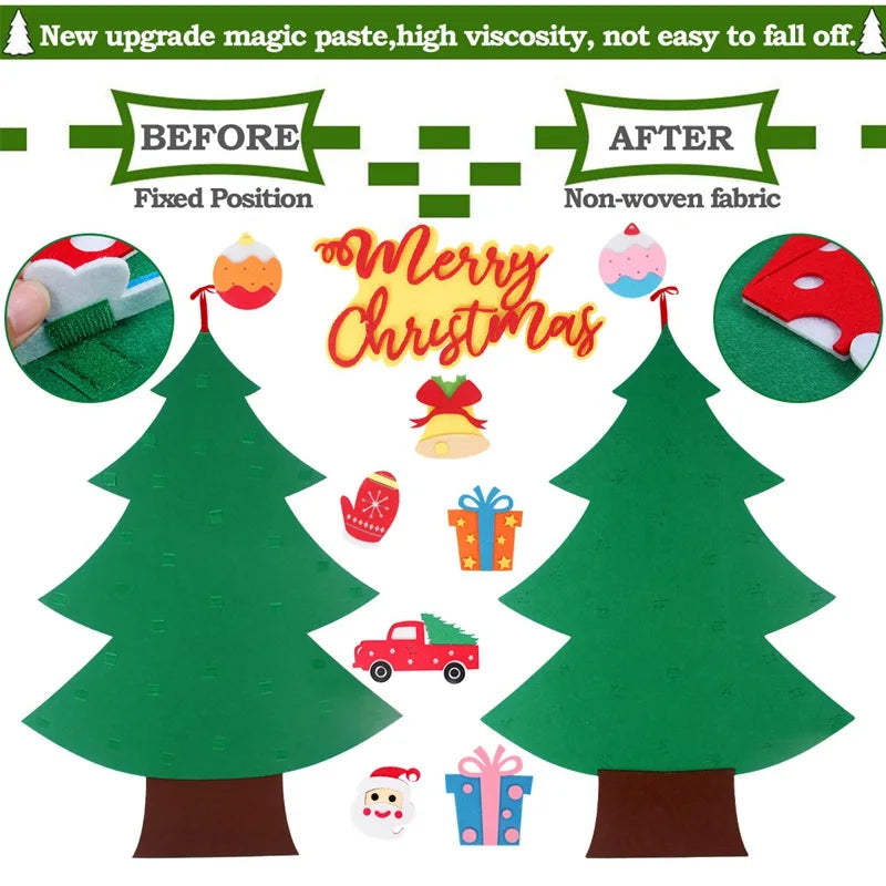 Kids DIY Felt Christmas Tree | Wall Hanging Xmas Tree with Ornaments | 2025 Christmas & 2026 New Year Decorations