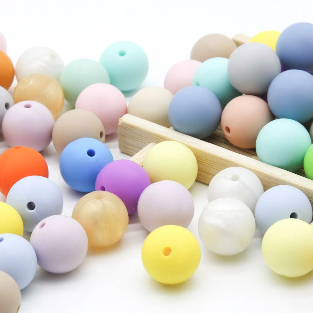 Cute-idea 10pcs 12mm Silicone Loose Beads – BPA Free Teething Beads | Safe Chewable Baby Sensory Toys | DIY Pacifier Clip & Nursing Accessories