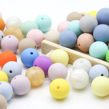 Cute-idea 10pcs 12mm Silicone Loose Beads – BPA Free Teething Beads | Safe Chewable Baby Sensory Toys | DIY Pacifier Clip & Nursing Accessories
