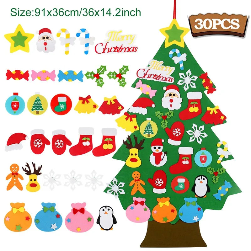 Kids DIY Felt Christmas Tree | Wall Hanging Xmas Tree with Ornaments | 2025 Christmas & 2026 New Year Decorations