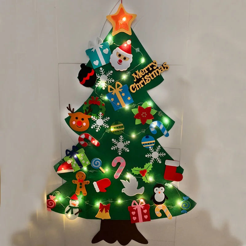 Baby Montessori DIY Felt Christmas Tree | 32pcs Ornaments Busy Board | Toddler Xmas Gift & Wall Decoration