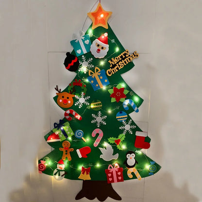 Baby Montessori DIY Felt Christmas Tree | 32pcs Ornaments Busy Board | Toddler Xmas Gift & Wall Decoration