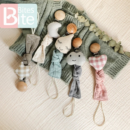 Baby Pacifier Chain – Elephant Wooden Clip with Geometric Crochet Beads | Teething Toy, Dummy Clip & Pacifier Holder for Infants