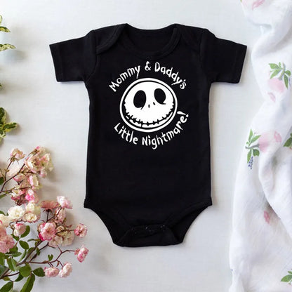 Funny Halloween Baby Bodysuit | Newborn Black Cotton Romper | Infant Boys & Girls Short Sleeve Costume Outfit