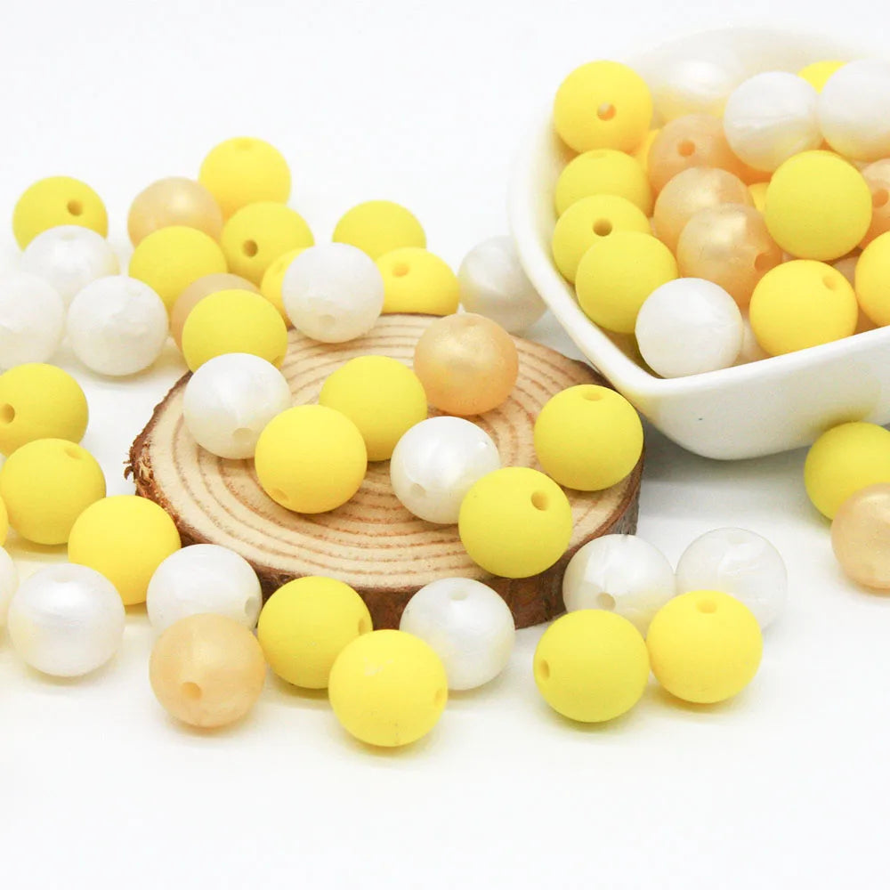 Cute-idea 10pcs 12mm Silicone Loose Beads – BPA Free Teething Beads | Safe Chewable Baby Sensory Toys | DIY Pacifier Clip & Nursing Accessories