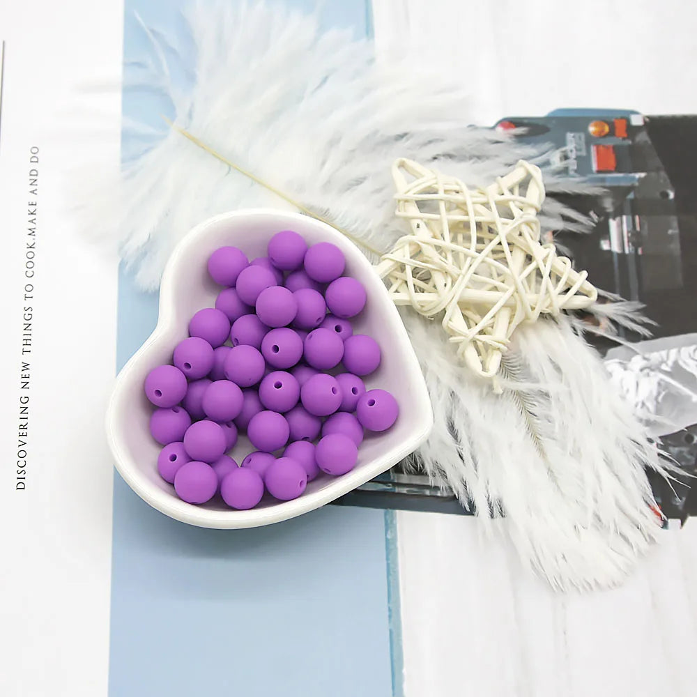 Cute-idea 10pcs 12mm Silicone Loose Beads – BPA Free Teething Beads | Safe Chewable Baby Sensory Toys | DIY Pacifier Clip & Nursing Accessories