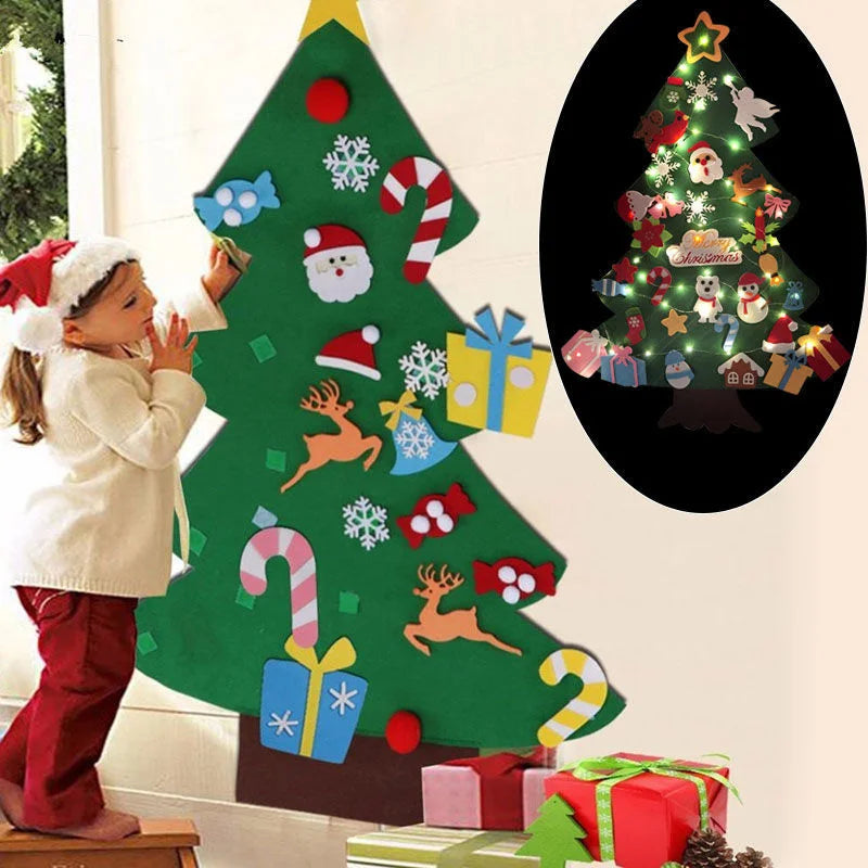 Baby Montessori DIY Felt Christmas Tree | 32pcs Ornaments Busy Board | Toddler Xmas Gift & Wall Decoration