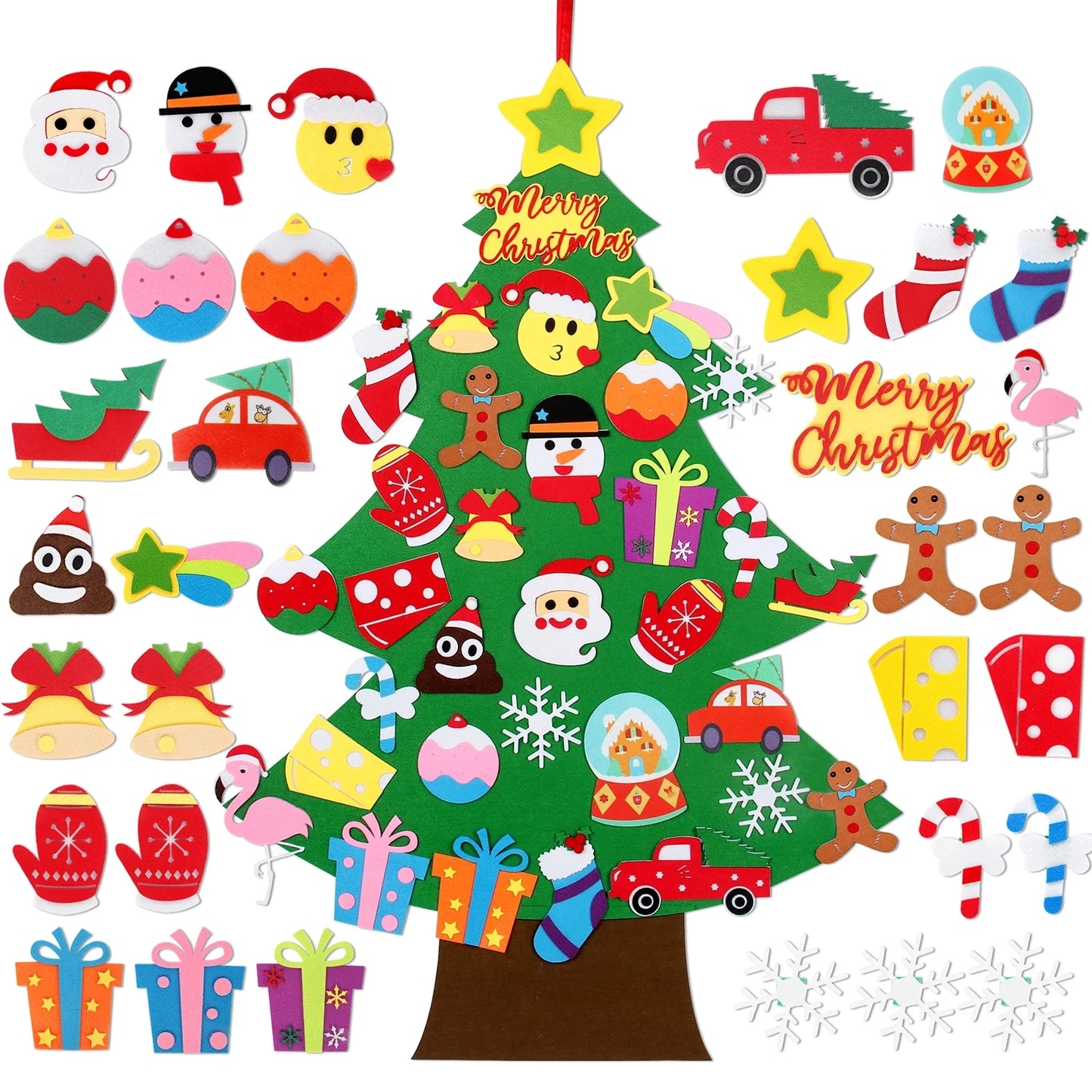 Kids DIY Felt Christmas Tree | Wall Hanging Xmas Tree with Ornaments | 2025 Christmas & 2026 New Year Decorations