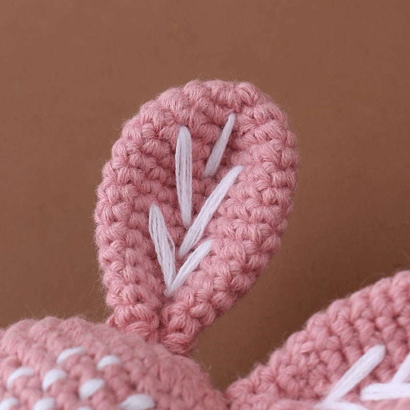 Crochet Bunny Baby Teether & Rattle Set | Beech Wooden Teething Ring + Pacifier Clip | Newborn Montessori Educational Toy