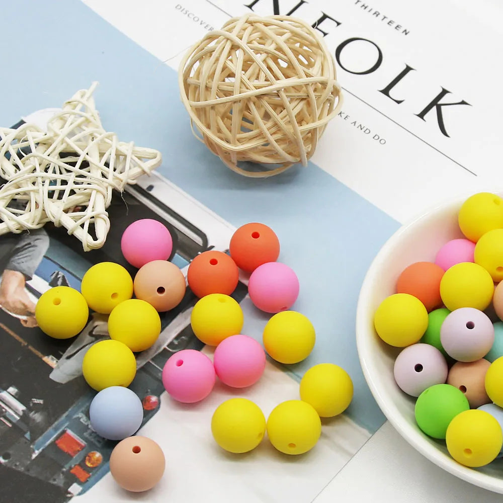 Cute-idea 10pcs 12mm Silicone Loose Beads – BPA Free Teething Beads | Safe Chewable Baby Sensory Toys | DIY Pacifier Clip & Nursing Accessories