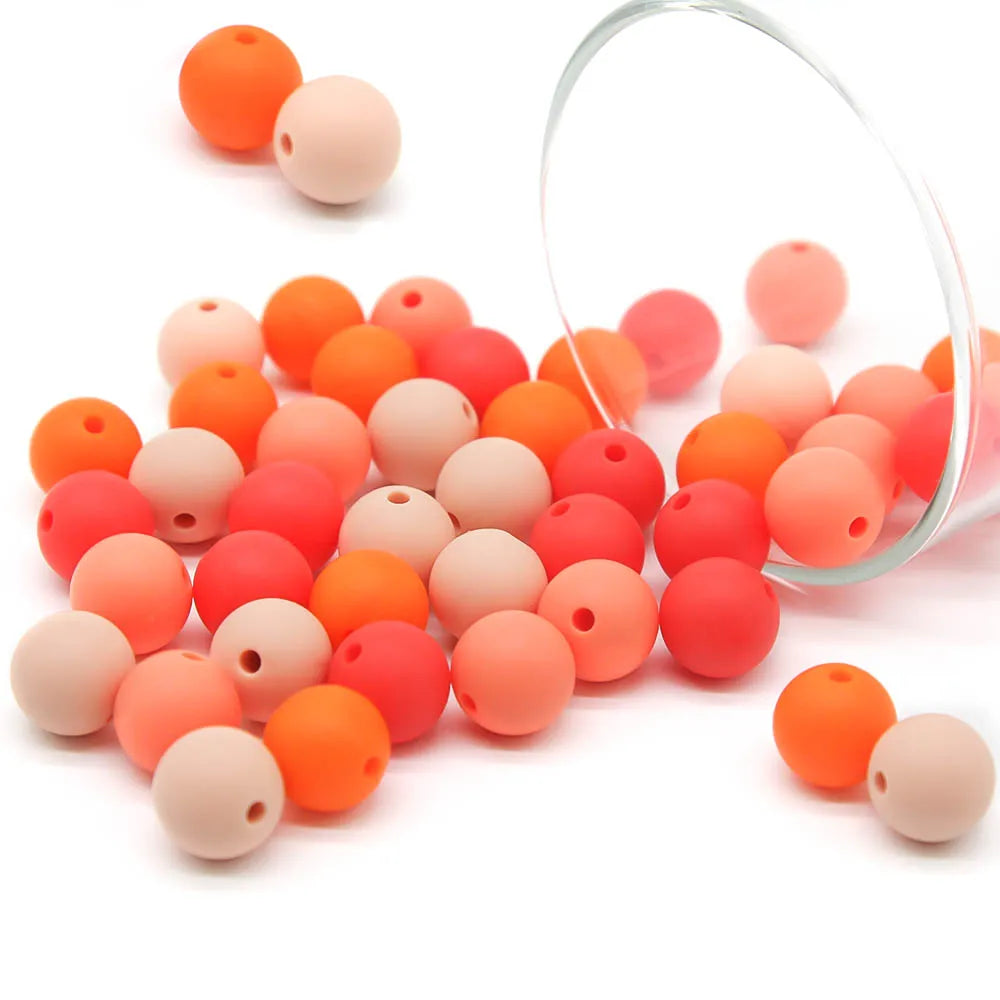 Cute-idea 10pcs 12mm Silicone Loose Beads – BPA Free Teething Beads | Safe Chewable Baby Sensory Toys | DIY Pacifier Clip & Nursing Accessories