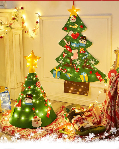 Baby Montessori DIY Felt Christmas Tree | 32pcs Ornaments Busy Board | Toddler Xmas Gift & Wall Decoration