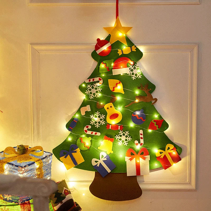 Baby Montessori DIY Felt Christmas Tree | 32pcs Ornaments Busy Board | Toddler Xmas Gift & Wall Decoration