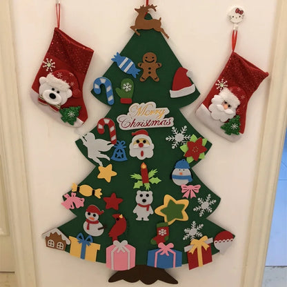 Baby Montessori DIY Felt Christmas Tree | 32pcs Ornaments Busy Board | Toddler Xmas Gift & Wall Decoration