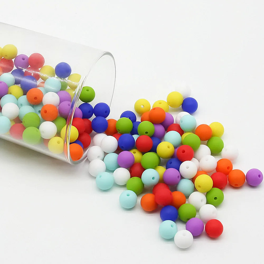 Cute-idea 10pcs 12mm Silicone Loose Beads – BPA Free Teething Beads | Safe Chewable Baby Sensory Toys | DIY Pacifier Clip & Nursing Accessories