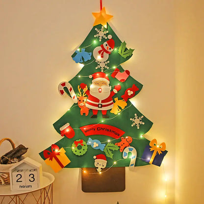 Baby Montessori DIY Felt Christmas Tree | 32pcs Ornaments Busy Board | Toddler Xmas Gift & Wall Decoration