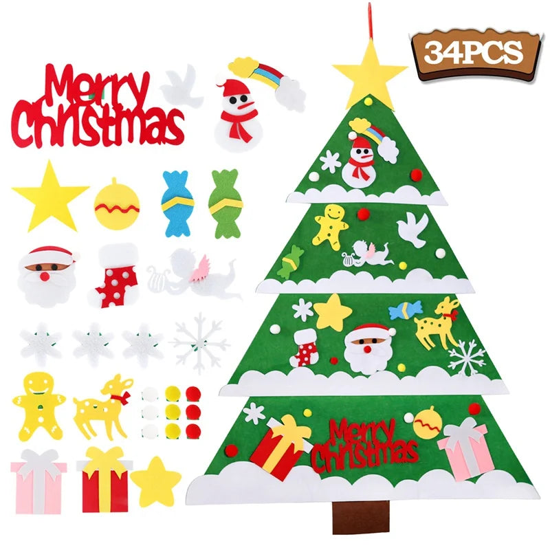 Kids DIY Felt Christmas Tree | Wall Hanging Xmas Tree with Ornaments | 2025 Christmas & 2026 New Year Decorations