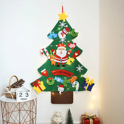 Baby Montessori DIY Felt Christmas Tree | 32pcs Ornaments Busy Board | Toddler Xmas Gift & Wall Decoration