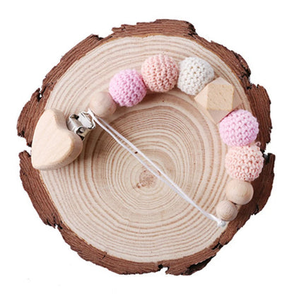 Baby Pacifier Chain – Elephant Wooden Clip with Geometric Crochet Beads | Teething Toy, Dummy Clip & Pacifier Holder for Infants