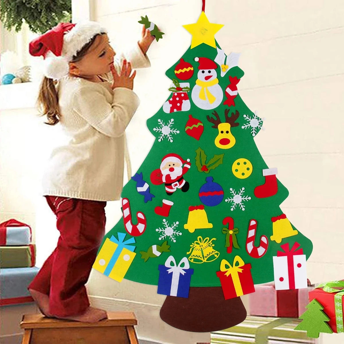 Kids DIY Felt Christmas Tree | Wall Hanging Xmas Tree with Ornaments | 2025 Christmas & 2026 New Year Decorations
