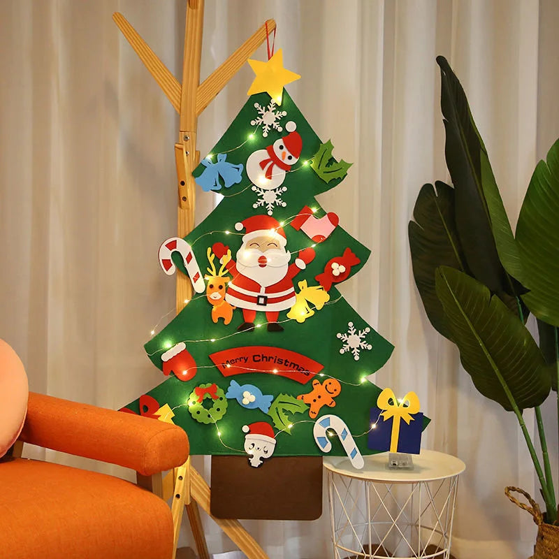 Baby Montessori DIY Felt Christmas Tree | 32pcs Ornaments Busy Board | Toddler Xmas Gift & Wall Decoration