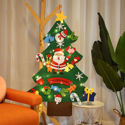 Baby Montessori DIY Felt Christmas Tree | 32pcs Ornaments Busy Board | Toddler Xmas Gift & Wall Decoration